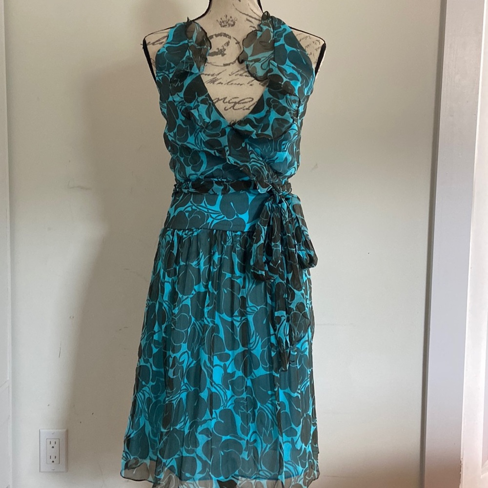 MILLY turquoise ruffle silk dress  😄